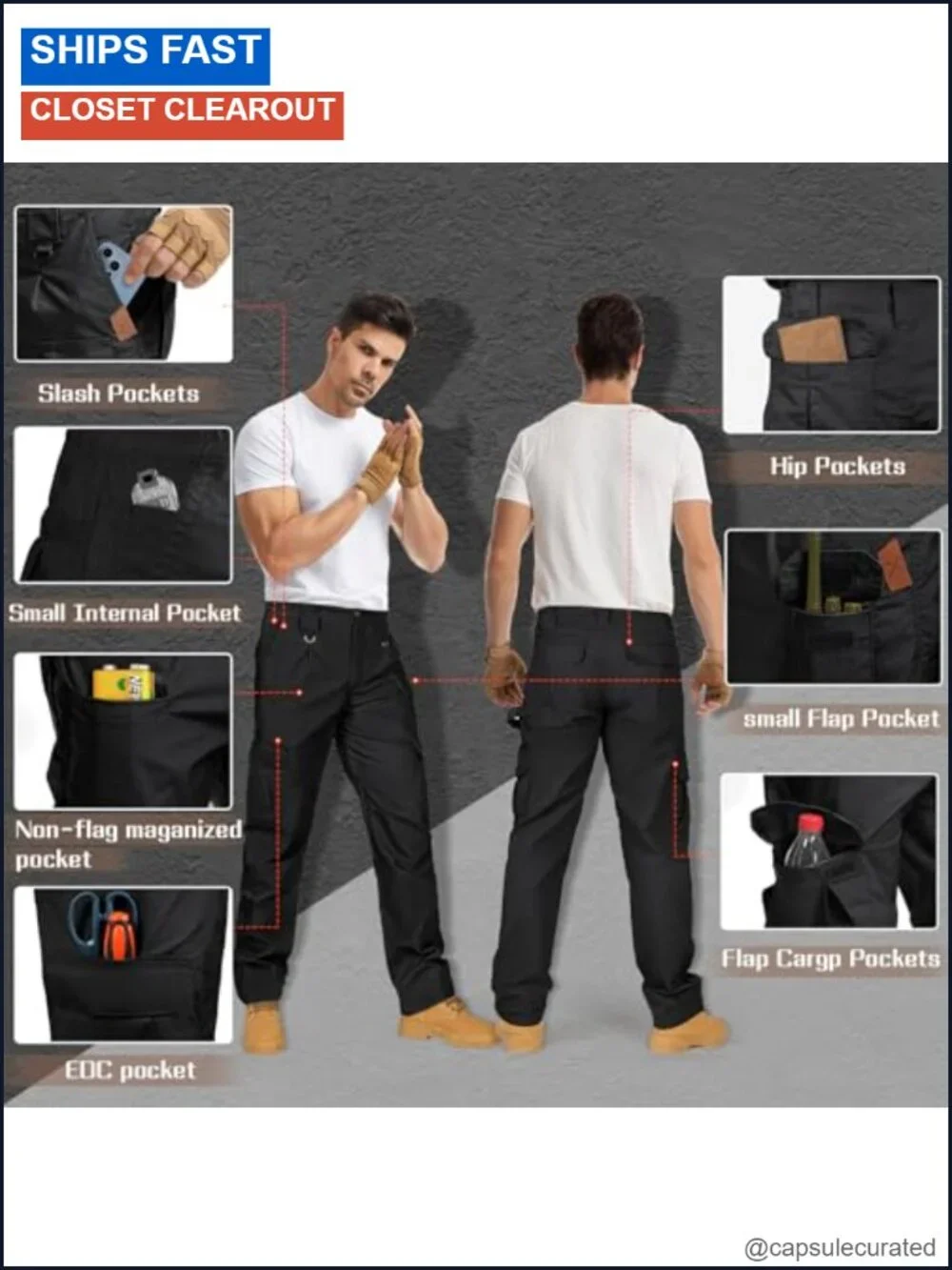 Men's Ripstop Tactical Cargo Pants Stretch Work Hiking Trousers